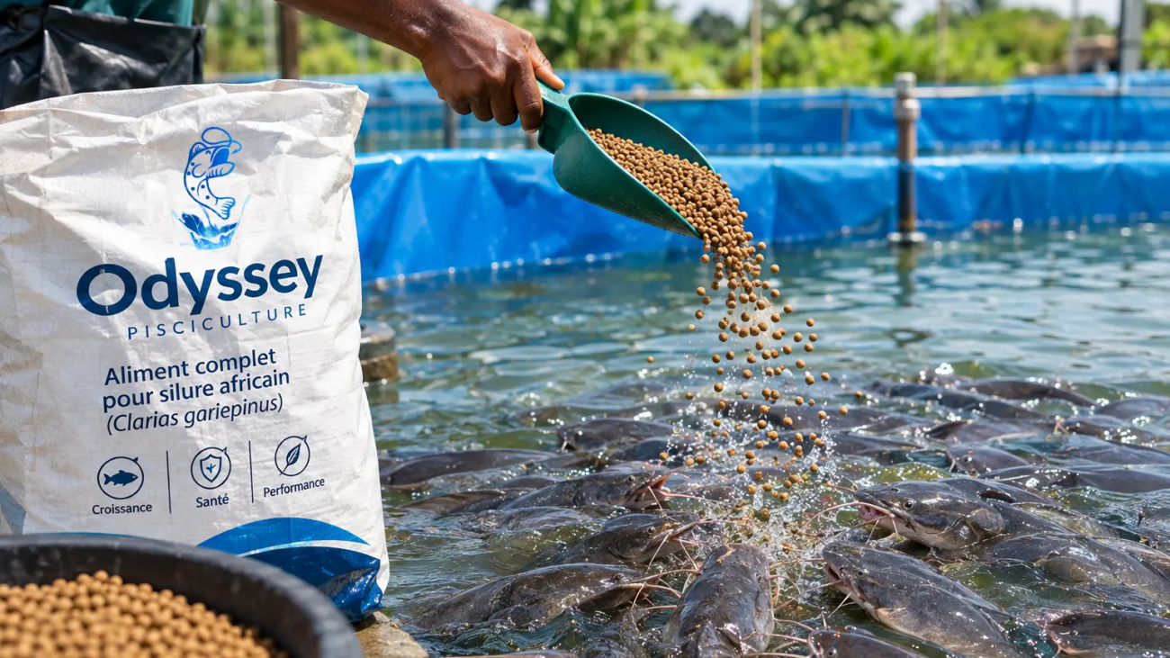 Catfish feeding at Odyssey Pisciculture