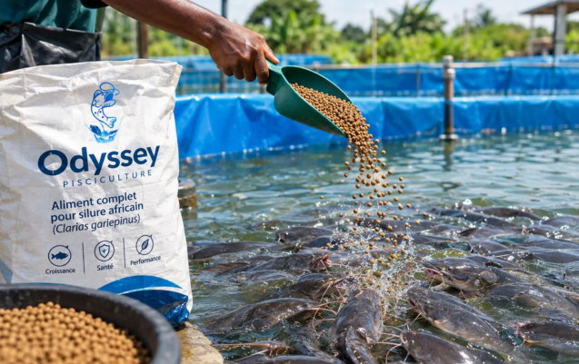 Catfish feeding at Odyssey Pisciculture